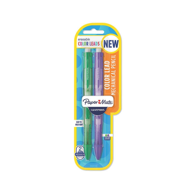 Paper Mate Clearpoint Color Lead Mechanical Pencils, 0.7mm, Assorted Colors, 2 Count - Image 1